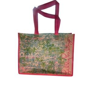 Lilly Pulitzer Shopping Tote Reusable 15x14x7 Pink Blue Green